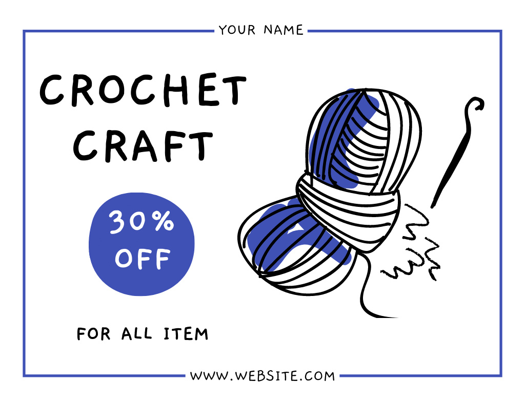 Discount on Crochet Craft Items Thank You Card 5.5x4in Horizontal Tasarım Şablonu