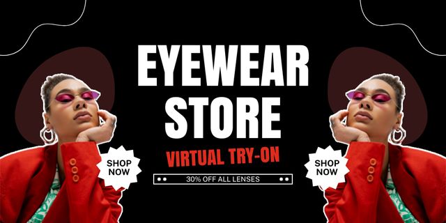 Virtual Try-On Offer for Fashionable Sunglasses Twitterデザインテンプレート