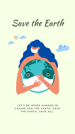 Save The Earth with Girl Instagram Story Design Template