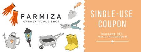 Garden Tools Offer with Gloves and Shovels Coupon Design Template