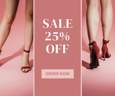 Fashion Ad with Stylish Female Shoes Medium Rectangle Design Template