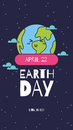 Earth Day Announcement with Planet in Cosmos Instagram Story Design Template