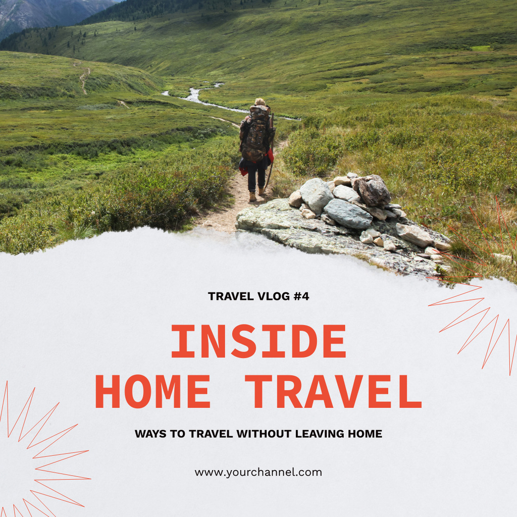 Tourist with Backpack for Travel Vlog Promo Instagram tervezősablon