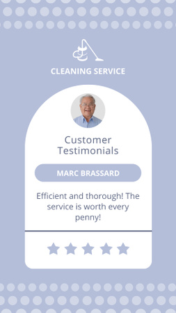 Professional Cleaning Service Testimonial With Stars Instagram Video Story Design Template