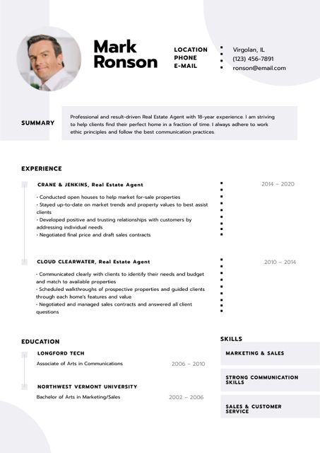 Real Estate skills and experience Resume Design Template