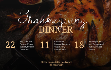 Platilla de diseño Thanksgiving Dinner With Turkey Invitation 4.6x7.2in Horizontal