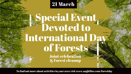 Ontwerpsjabloon van Youtube van Internationale dag van het bos evenement met hoge bomen