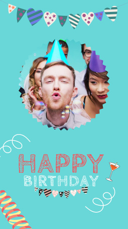 Bubbles And Sincere Congrats On Birthday Instagram Video Story Design Template