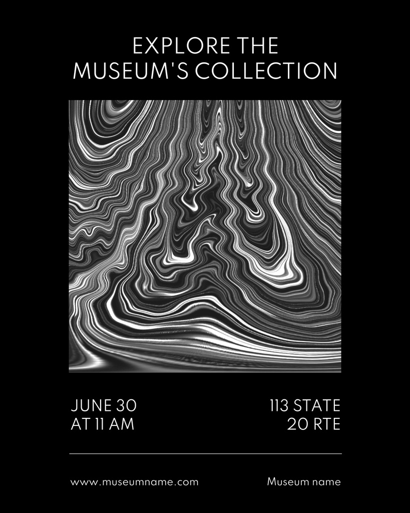 Museum Exhibition Announcement on Black Poster 16x20in Tasarım Şablonu