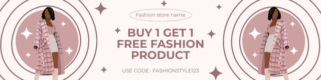 Fashion Sale Ad with Illustration of Stylish Woman Twitter Design Template