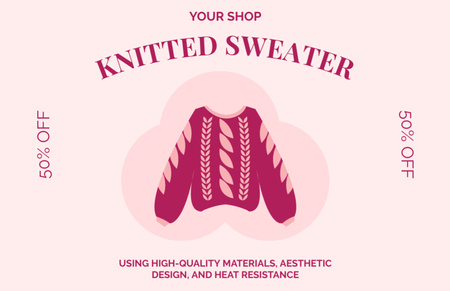 Platilla de diseño Knitted Sweaters Shop Thank You Card 5.5x8.5in