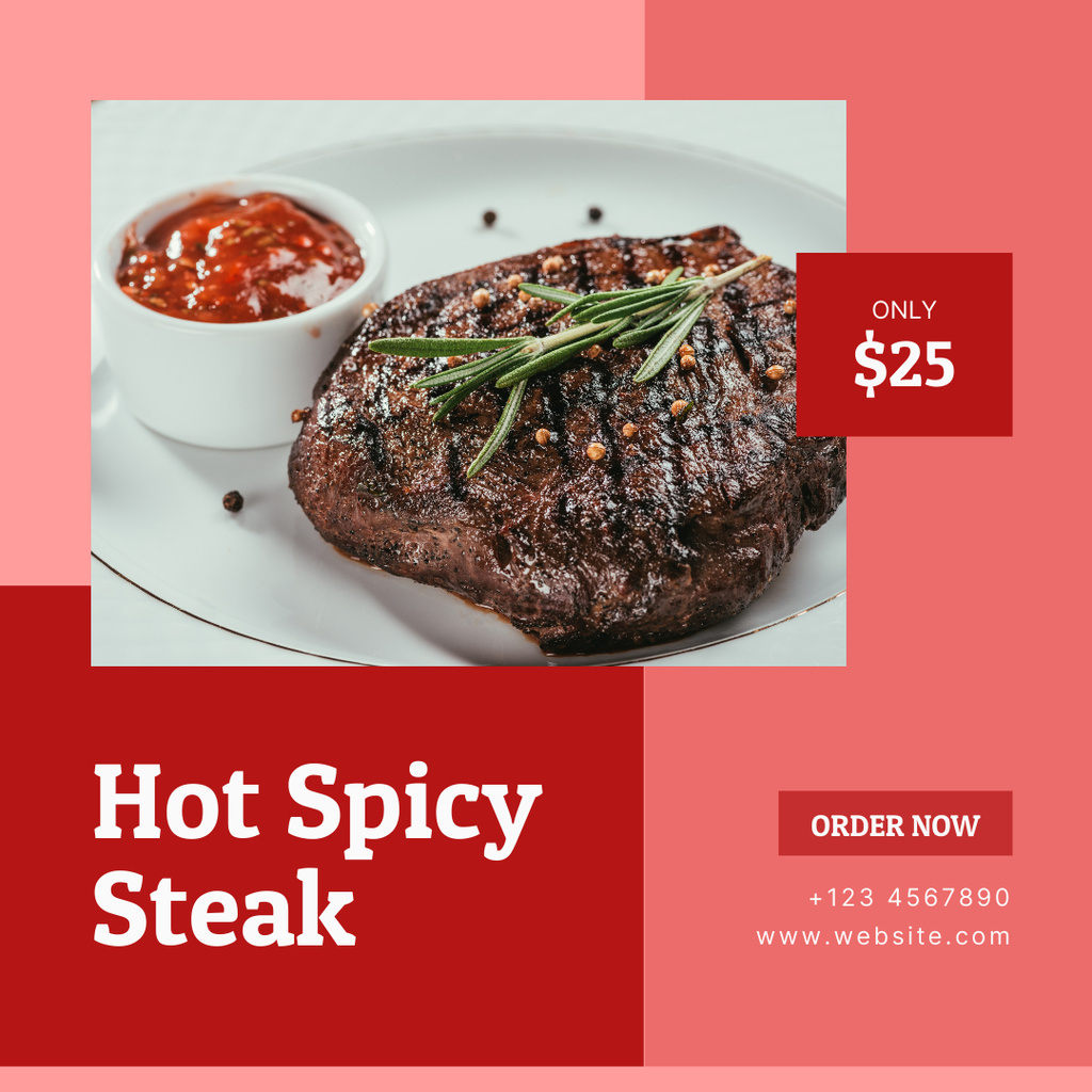 Ontwerpsjabloon van Instagram van Spicy Steak Offer with Seasoning