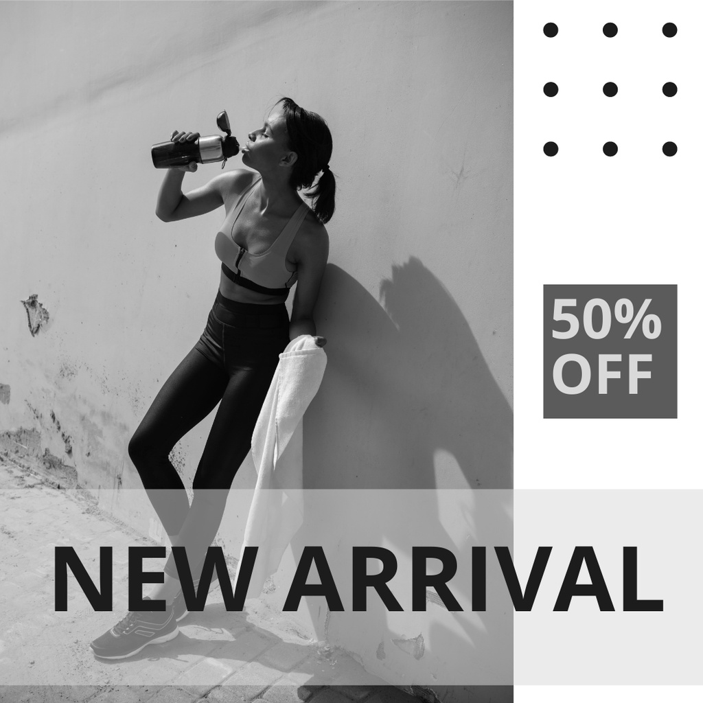 Szablon projektu Sportswear new arrival black and white Instagram