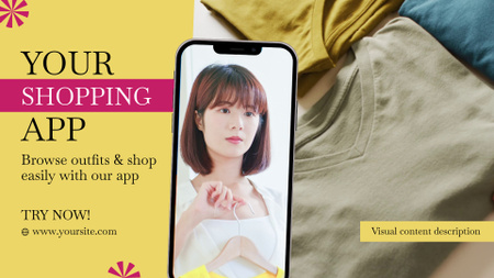 Promoção excepcional de aplicativo para compras de roupas Full HD video Modelo de Design