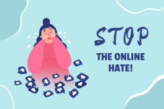 Call to Stop Online Hateful Comments Illustration In Blue