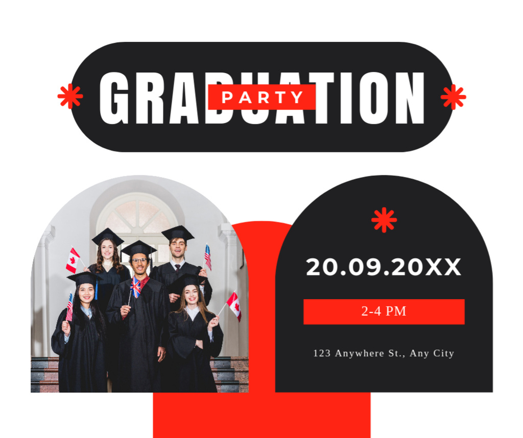 Ontwerpsjabloon van Facebook van Graduation Party with Merry Students