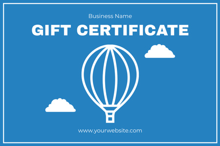 Jednoduchý modrý cestovní poukaz Gift Certificate Šablona návrhu