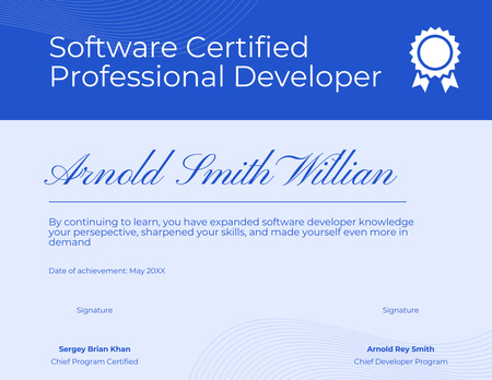 Нагорода за знання з розробки програмного забезпечення Certificate – шаблон для дизайну