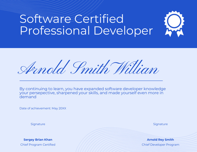 Ontwerpsjabloon van Certificate van Award for Software Design Knowledge