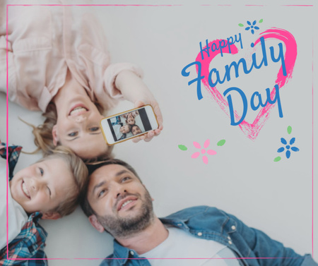 Parents with Daughter on Family Day Facebook Design Template