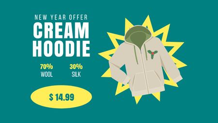 New Year Offer of Cream Hoodie Label 3.5x2in Design Template