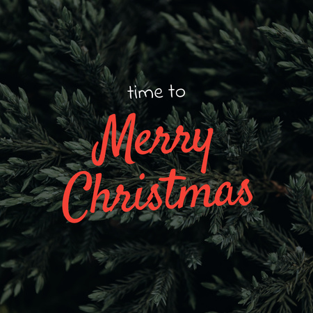 Christmas Holiday Greeting with Tree Branches Instagram Design Template