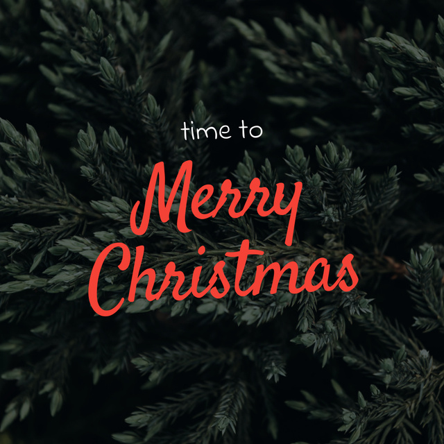 Christmas Holiday Greeting with Tree Branches Instagram Tasarım Şablonu