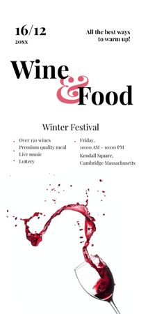 Pouring Red Wine In Glass At Food Festival Invitation 9.5x21cm Design Template