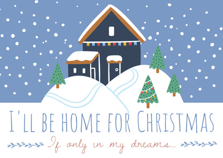 Christmas Inspiration with Decorated House Card Modelo de Design