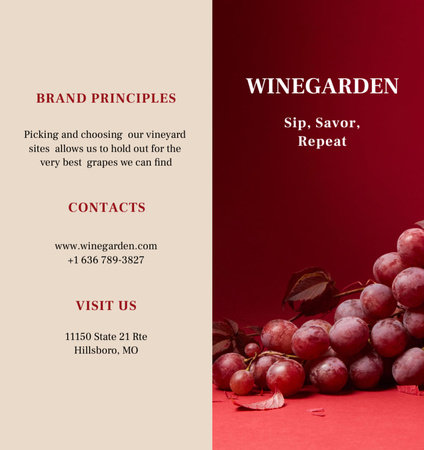 熟したブドウを使ったワインテイスティング Brochure Din Large Bi-foldデザインテンプレート