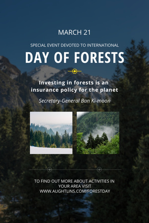 Lovely World Forest Preservation Day with Trees in Mountains Flyer 4x6in – шаблон для дизайну