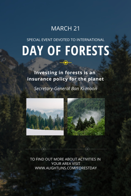 Plantilla de diseño de Lovely World Forest Preservation Day with Trees in Mountains Flyer 4x6in 