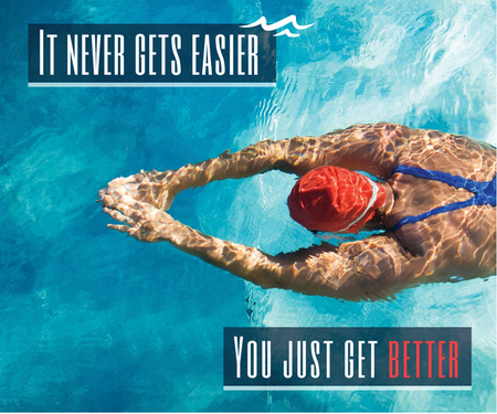 Motivational Phrase with Swimmer in Pool Large Rectangle Πρότυπο σχεδίασης