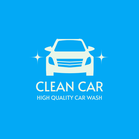 Car Wash Services Ad in Blue Logo 1080x1080px Design Template