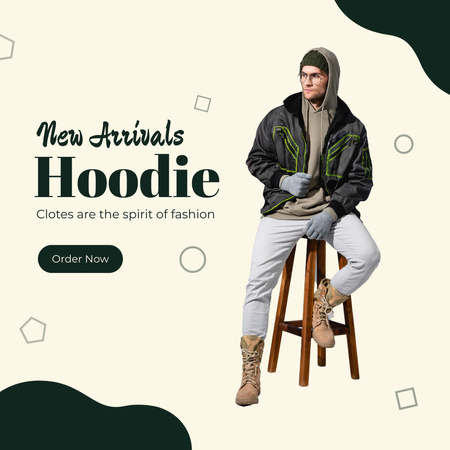 Template di design annuncio di vendita di moda con cappuccio Instagram
