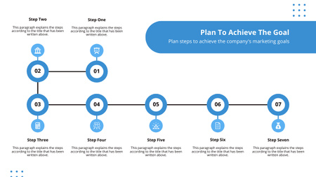 План достижения целей на синем Timeline – шаблон для дизайна