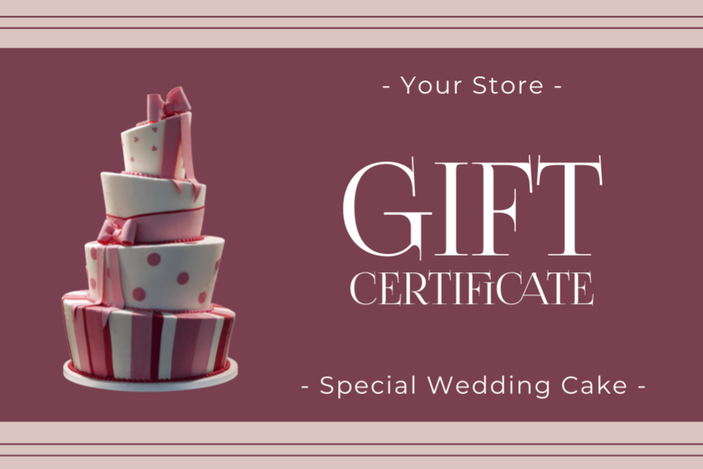 Plantilla de diseño de Special Offer for Traditional Wedding Cakes Gift Certificate 