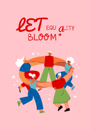 Plantilla de diseño de Phrase about Equality with Dancing Girls Poster 