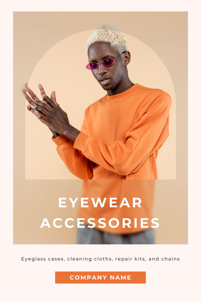 Template di design Young African American Guy in Strong Sunglasses Latest Collection Pinterest