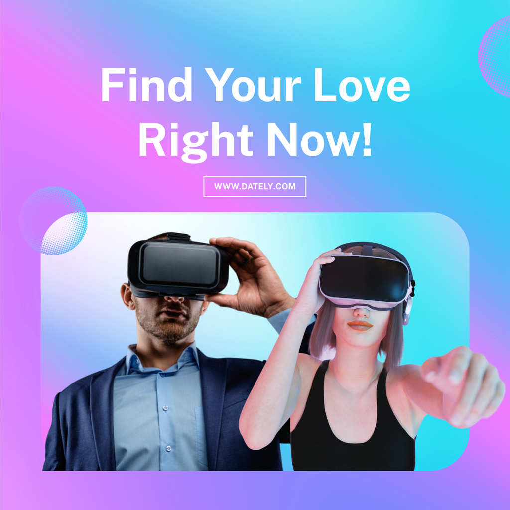 Plantilla de diseño de Promotion of Virtual Reality App for Dating Instagram 