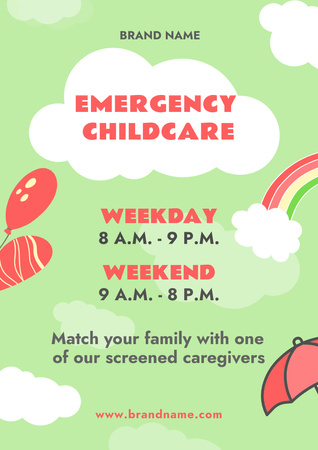 Ontwerpsjabloon van Poster A3 van Emergency Childcare Services