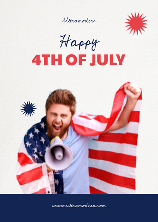4th of July Greeting Postcard 5x7in Vertical Design Template