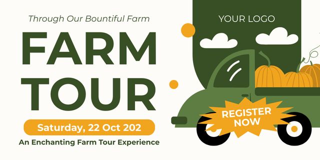 Ontwerpsjabloon van Twitter van Farm Tour Registration Announcement