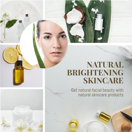Natural Brightening Skincare Products Ad Instagram Design Template