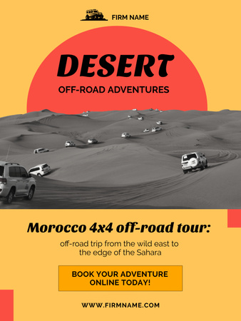 Ad of Off-Road Tours Offer with Cars Poster US Design Template