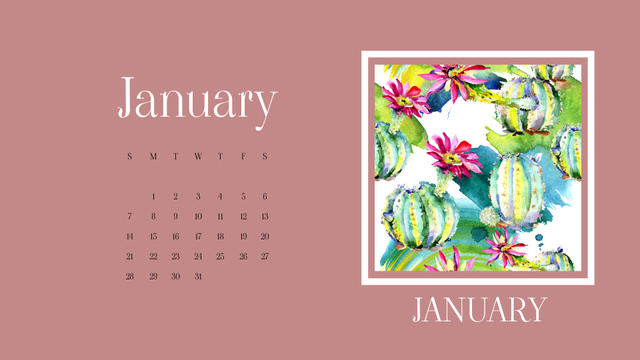 Beautiful Floral Paintings Calendar Design Template
