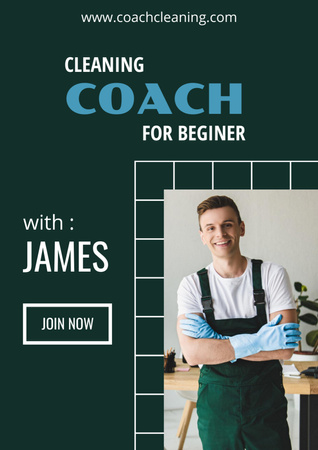 Ontwerpsjabloon van Poster A3 van Cleaning Coach Services Offer