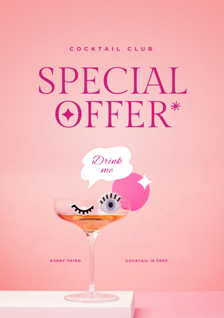 Template di design Cocktail Club Special Offer Ad Flyer A4
