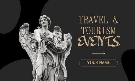 Travel Agency Services Offer with Antique Statue Business Card 91x55mmデザインテンプレート