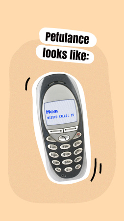 Template di design vecchio telefono cellulare con messaggio umoristico Instagram Story